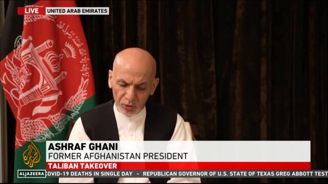 Afghan President Ashraf Ghani speaks from UAE