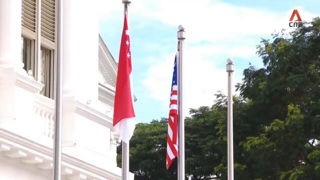 United States Vice President Kamala Harris arrives at the Istana