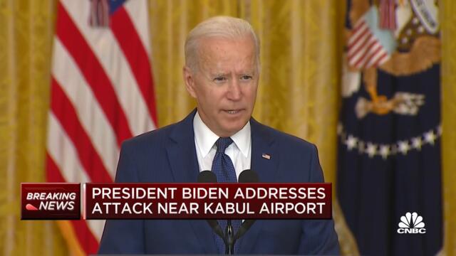 President Joe Biden takes questions from the press on Kabul attacks