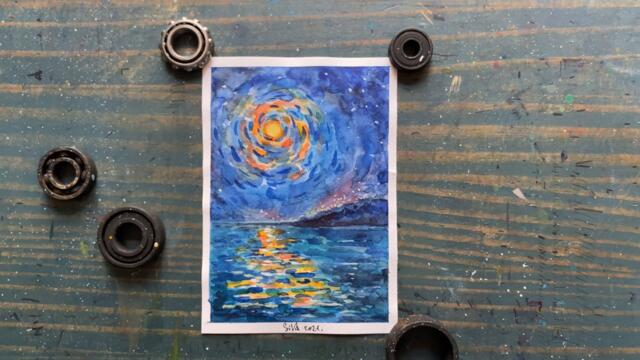 Рисуем ночной пейзаж. Морской пейзаж «Полнолуние»