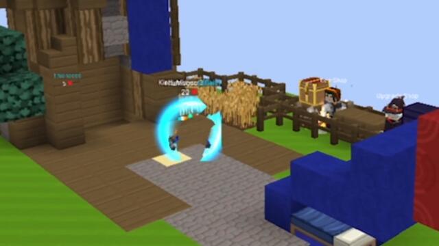 Building a Safety Bridge for Noob! Helping Noob Player in BedWars (Blockman Go)