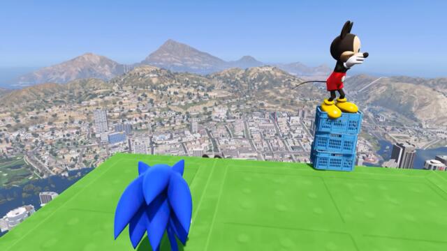 GTA 5 Sonic vs Mickey Mouse Water Ragdolls & Fails Ep.8 [Euphoria Physics / Flooded Los Santos]