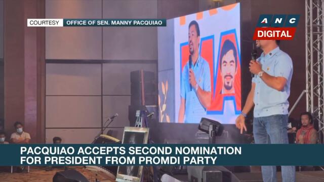 Pacquiao accepts second nomination for president from Promdi Party | ANC