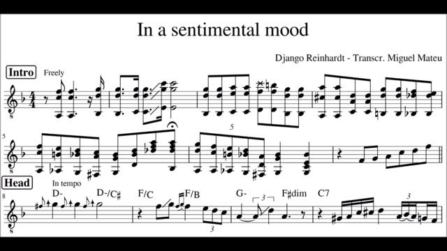 Django Reinhardt - In a Sentimental Mood Transcription