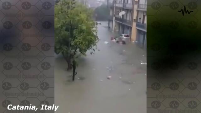 You will surely remember this day! The city is sinking. Flood in Catania, Sicily, Italy