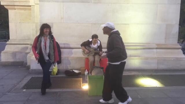Woman Randomly Walks Off the Street to Join Street Musicians