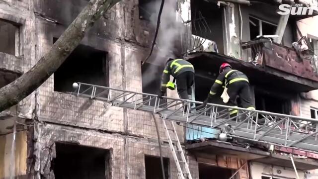 Residential block in Kyiv is hit by Russian shell, at least one person killed