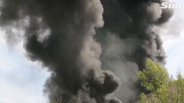 Firefighters tackle blaze engulfing oil depot in Ukraine's Donetsk region