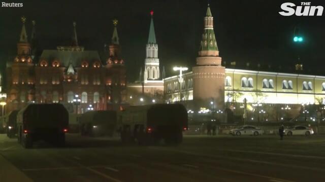 Military vehicles rehearse in Moscow as 'victory parade' is gutted by third after massive losses