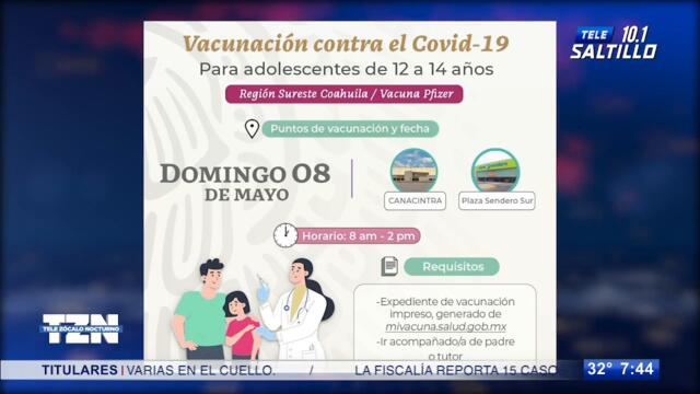 Se extiende la jornada de vacunación anticovid para adolescentes de 12 a 14 años  #Vacunación
