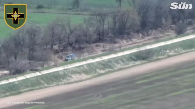 Russian unit hiding in trees destroyed by Ukrainian artillery strike