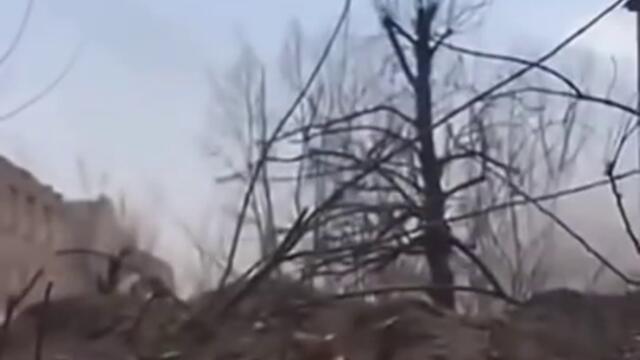 Ukrainian Soldiers Fire Grenades Towards Advancing Russians During a Very Heavy Trench Firefight