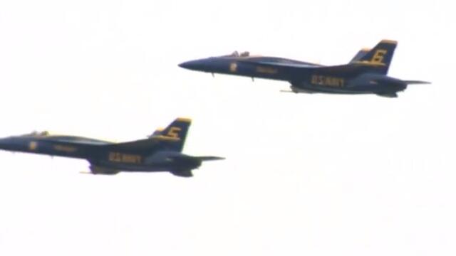 Blue Angels rehearse over Annapolis during USNA's Commissioning Week