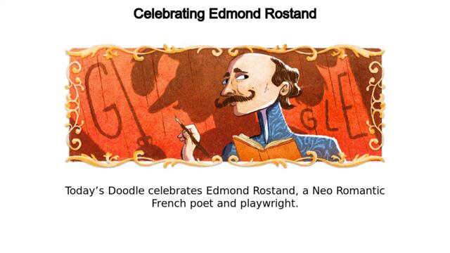 Едмон Ростан | Честване на Едмон Ростан Edmond Rostand google doodle Edmond Rostand - Celebrating Edmond Rostand