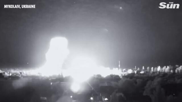 Russian rockets destroy Ukrainian humanitarian supplies building