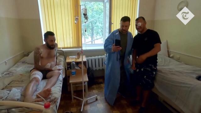 President Zelensky takes hospital selfie with injured Ukrainian serviceman in Odesa