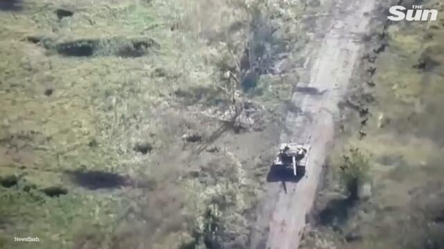 Ukrainian rockets destroys Russian tank and repels an attack