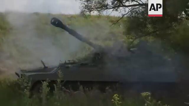 Ukrainian artillery fires from frontline in Kharkiv region