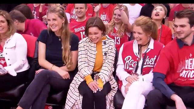 Emilia Clarke the Mother of Dragons Watches Warriors vs Rockets Game in Houston!