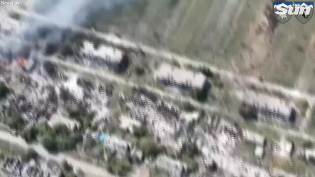 Fleeing Russian tank blown to pieces navigating Ukrainian minefield