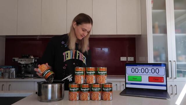 10 lb Canned Spaghetti Challenge | GIRLS VS FOOD
