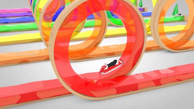 Speed Boat Color Water Sliders | Color Changing Boats | Learn Colors for kids | 3D Animated Videos