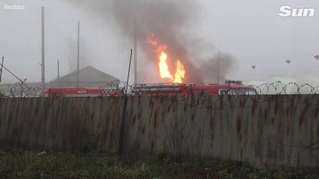 Huge blaze breaks out at Russian fuel depot after blast near Donetsk