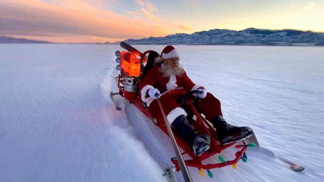 Santa Clause and his rocket sleigh!