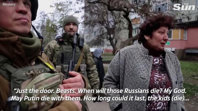 'May Putin die with them': Kherson resident cries after shelling damages her home