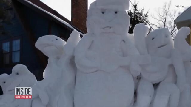 Army Veteran Carves Dozens of Snow Sculptures on His Lawn