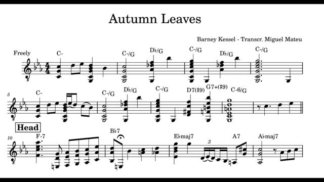 Barney Kessel - Autumn Leaves Transcription