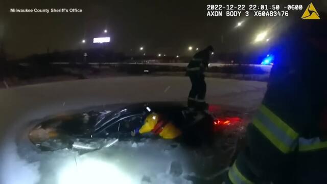 Woman Trapped Inside Car Submerged in Icy Pond Is Rescued