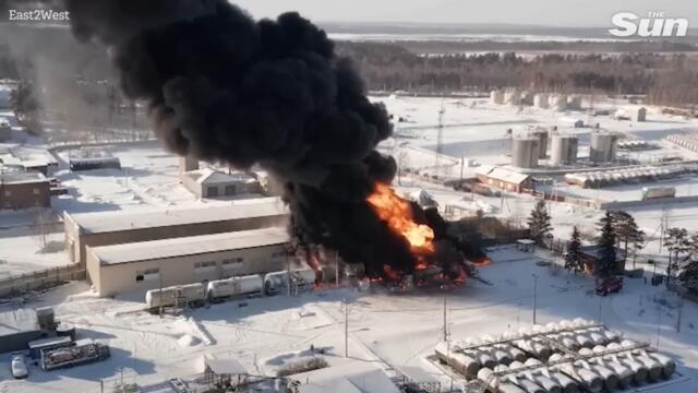 Fire rages on at key oil base in Russia amid wave of 'sabotage' blasts