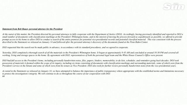 U.S. Justice Dept finds more classified items in Biden home search