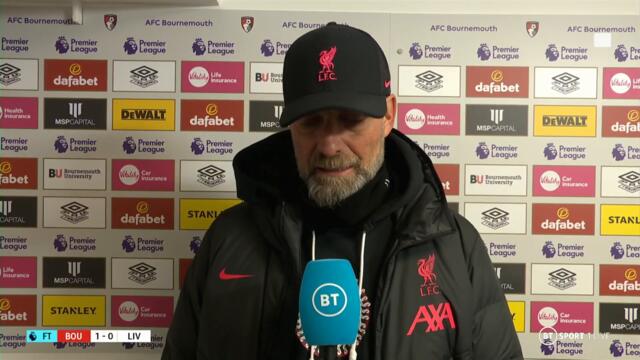 "Wow, what can I say – it was never really our game." Jürgen Klopp on Bournemouth defeat