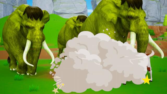 Zombie Mammoth and Cows, Bison Attacks Animals in Jungle | Zombie Animals Attacks 3D Cartoons 2023