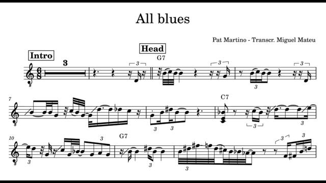 Pat Martino - All Blues Transcription