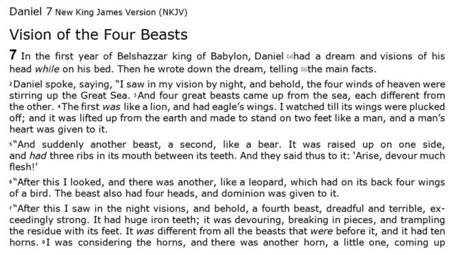 Daniel 7 - NKJV (Audio Bible & Text)