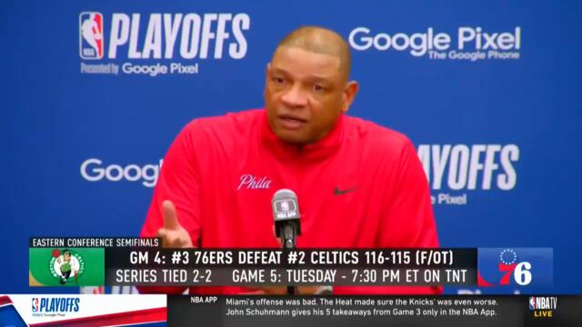 Sixers Head Coach Doc Rivers FURIOUS about Jayson Tatum's Push Off Three Pointer Point Shot Game 4