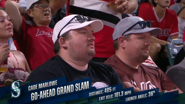 Cade Marlowe hits a game winning grand slam against the Angels (LA announcers are stunned)