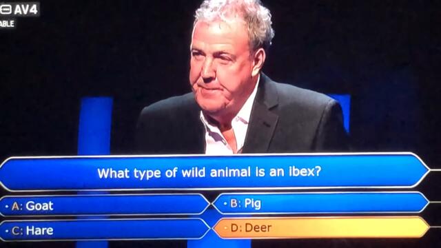 Awkward moment on who wants to be a millionaire