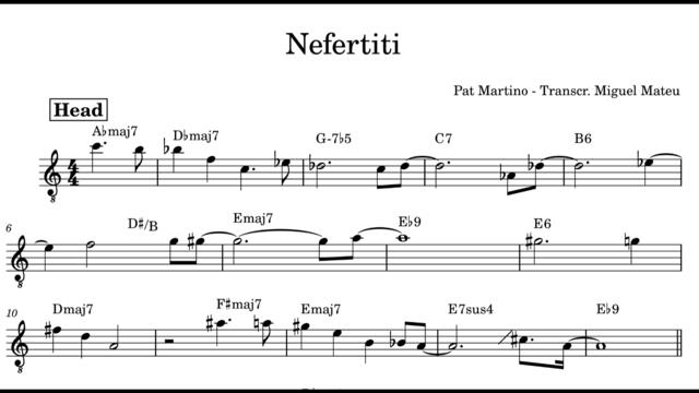 Pat Martino - Nefertiti Transcription
