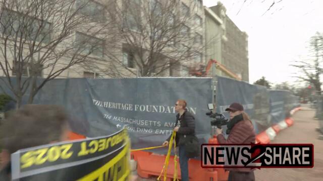 Protesters outside Heritage Foundation in DC rally against "Project 2025"