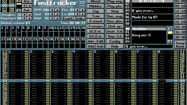 Happy Hardcore module played on Fast Tracker II clone (DJ Company - Rhythm of Love remix)