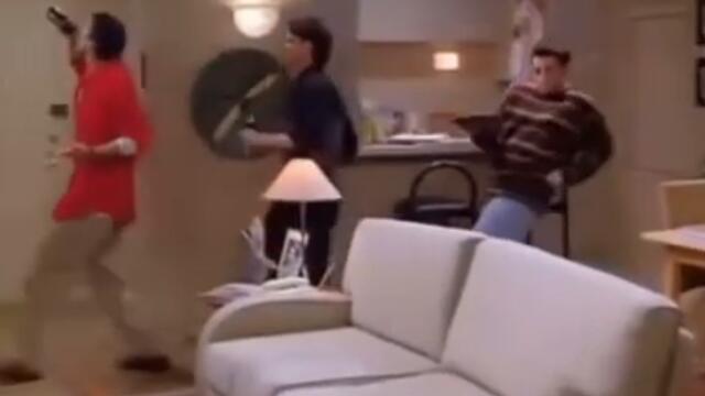 Friends: Joey, Chandler, Ross Dancing to Ghostbusters