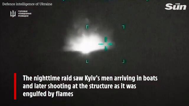 Incredible POV video shows Ukrainian special ops blowing up key Russian gas rig in daring raid