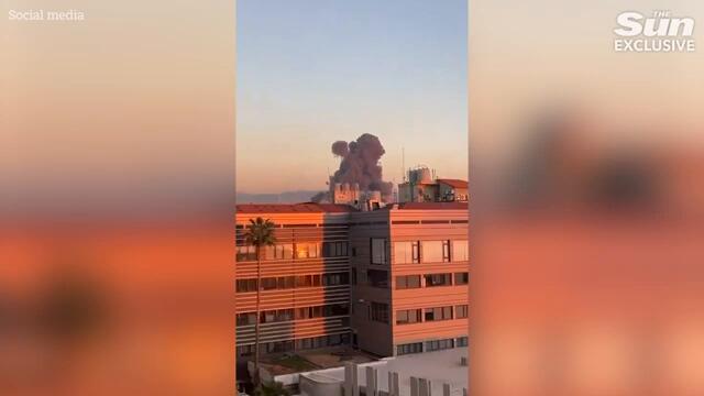 Watch moment Israel launch huge strike in bid to kill hiding Hezbollah leader Hassan Nasrallah