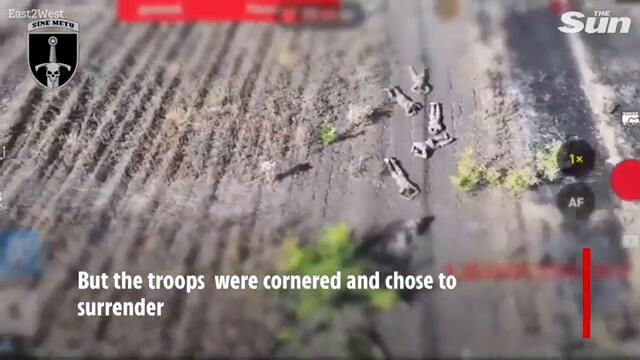 Horrifying moment Russian army bomb their own soldiers as they surrender to Ukraine