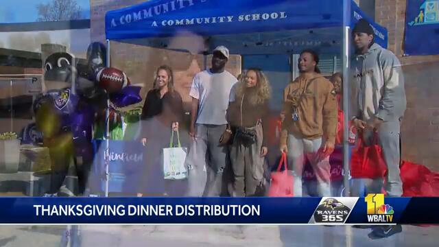 Ravens give Thanksgiving dinners to families in need
