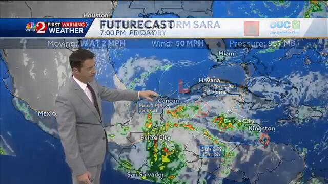 Tropical Storm Sara to significantly weaken on path to Central Florida, drive up rain chances